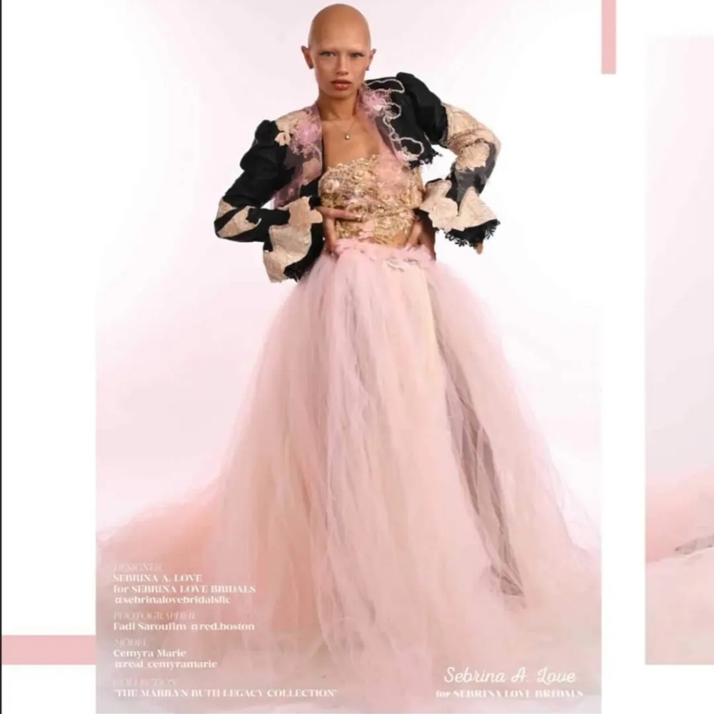 "BROOKS" Black Rose Gold & Blush Biker Wedding Ballgown Set